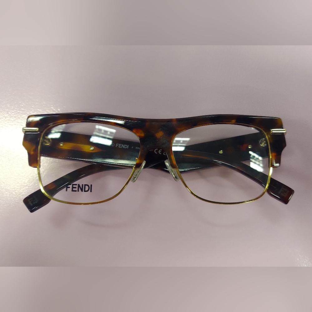 Fendi Tortoiseshell and Gold Eyeglass Frames